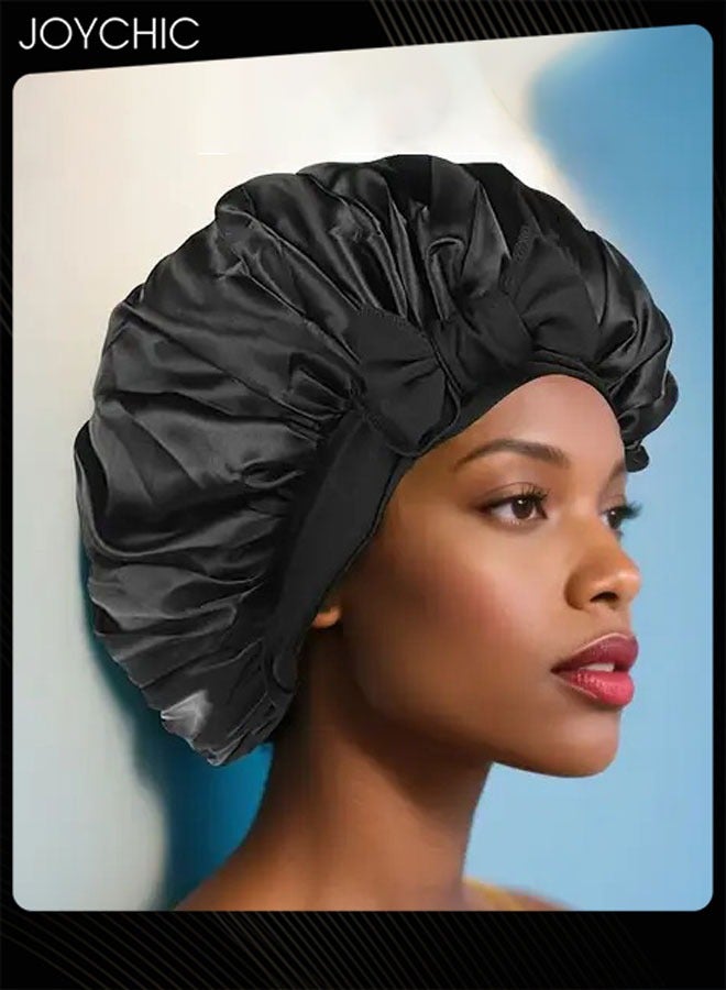 Joychic Satin Hair Cap for Women,Double Sided Silk Hooded for Sleeping Curls Sleeping Cap Hair Protect for The Night Elastic Soft Satin Bonnet Adjustable Bonnet Sleeping Cap for Girls  - Image 2