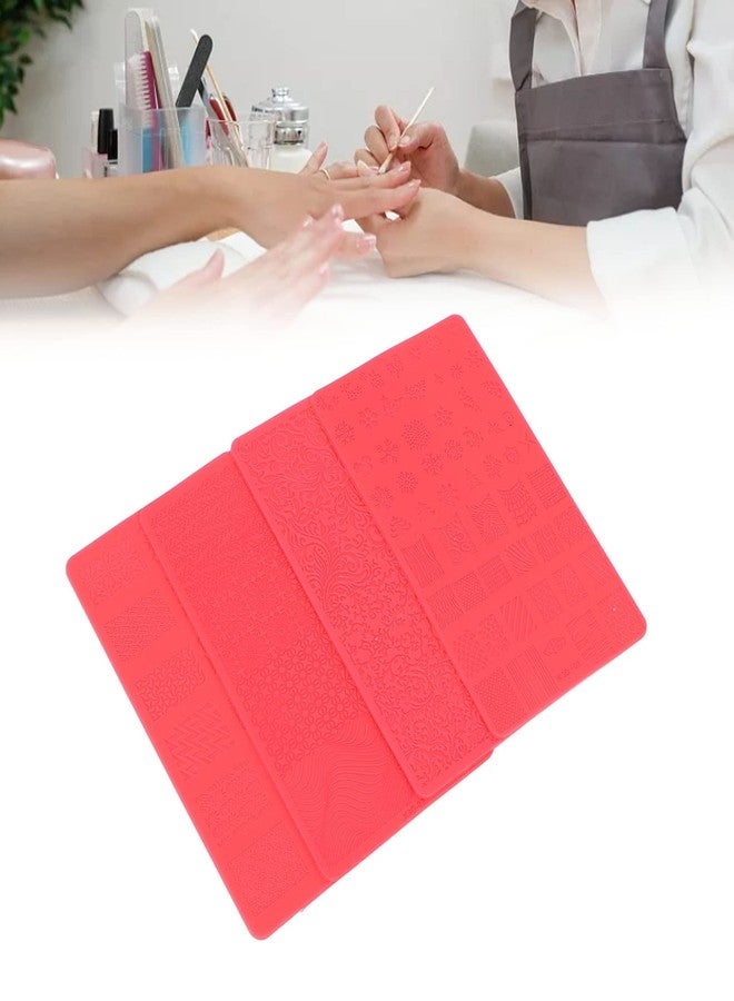 Ymiko Nail Stamping Template,4pcs 3D Relief Nail Printing Template Salon DIY Soft Silicone Nail Carving Stencil 3D Nail Art Template - Image 2