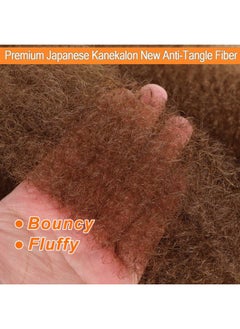 RENJOING Brown Springy Afro Twist Hair 16 Inch 3 Packs Dark Brown Afro Twist Spring Hair Braiding Hair Extension for Soft Locs (16 Inch, 3packs, 30#)  - Image 4