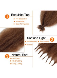 RENJOING Brown Springy Afro Twist Hair 16 Inch 3 Packs Dark Brown Afro Twist Spring Hair Braiding Hair Extension for Soft Locs (16 Inch, 3packs, 30#)  - Image 3