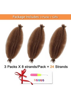 RENJOING Brown Springy Afro Twist Hair 16 Inch 3 Packs Dark Brown Afro Twist Spring Hair Braiding Hair Extension for Soft Locs (16 Inch, 3packs, 30#)  - Image 5