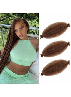 RENJOING Brown Springy Afro Twist Hair 16 Inch 3 Packs Dark Brown Afro Twist Spring Hair Braiding Hair Extension for Soft Locs (16 Inch, 3packs, 30#)  - Image 1