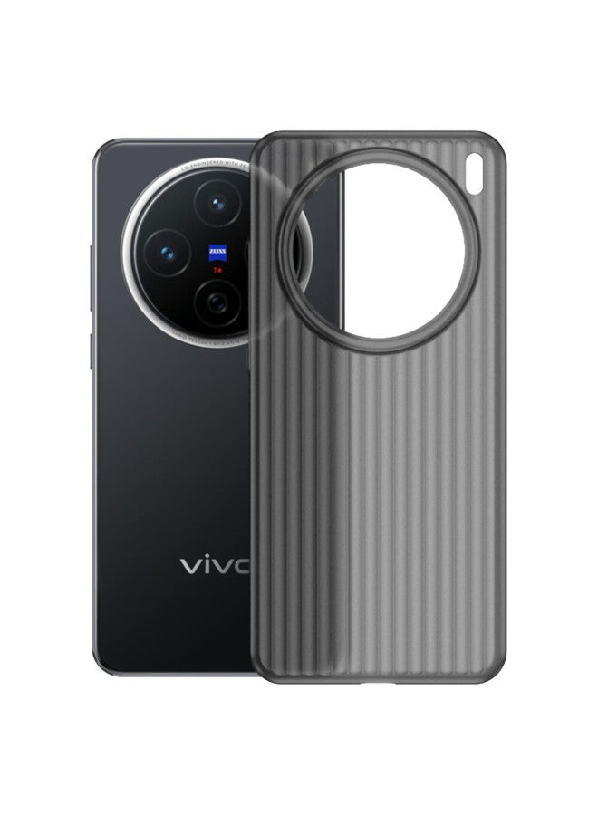 Kmaxai Ultra-thin Frosted Case For Vivo X200 Pro Mini, Full Coverage Lens Protection, Anti-slip Minimalist Shell, Corrugated Texture - Transparent Black - Image 4
