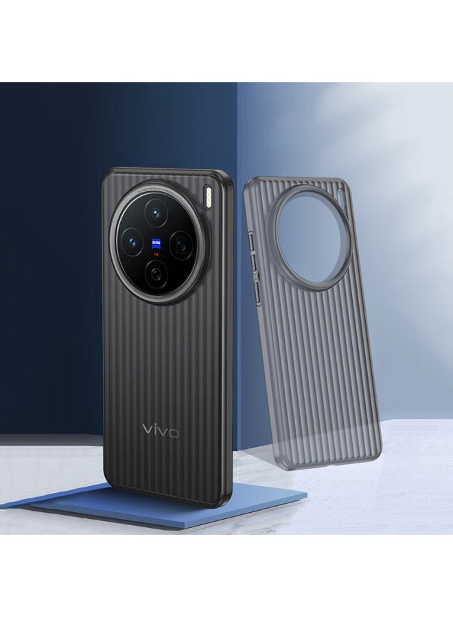 Kmaxai Ultra-thin Frosted Case For Vivo X200 Pro Mini, Full Coverage Lens Protection, Anti-slip Minimalist Shell, Corrugated Texture - Transparent Black - Image 5