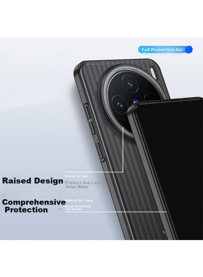Kmaxai Ultra-thin Frosted Case For Vivo X200 Pro Mini, Full Coverage Lens Protection, Anti-slip Minimalist Shell, Corrugated Texture - Transparent Black - Image 3