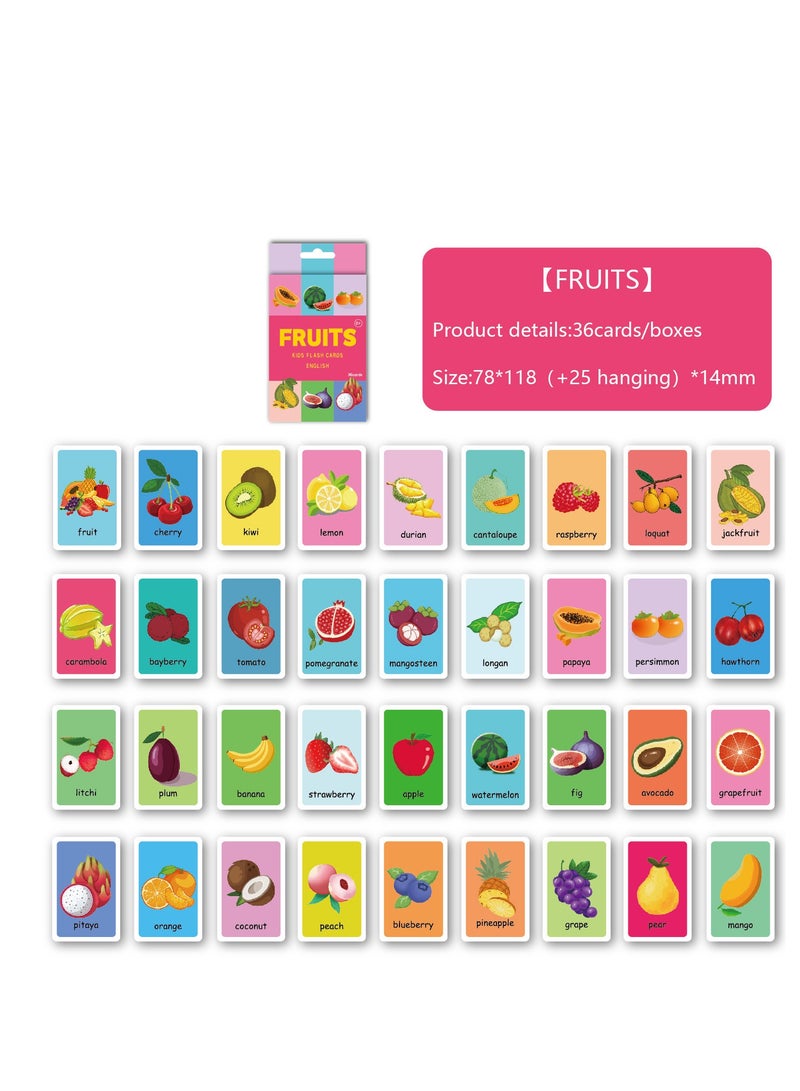 36 قطعة من بطاقات التعليم المبكر للأطفال، بطاقات أسئلة وأجوبة عن الفاكهة، ألعاب التنوير المعرفي - Image 1