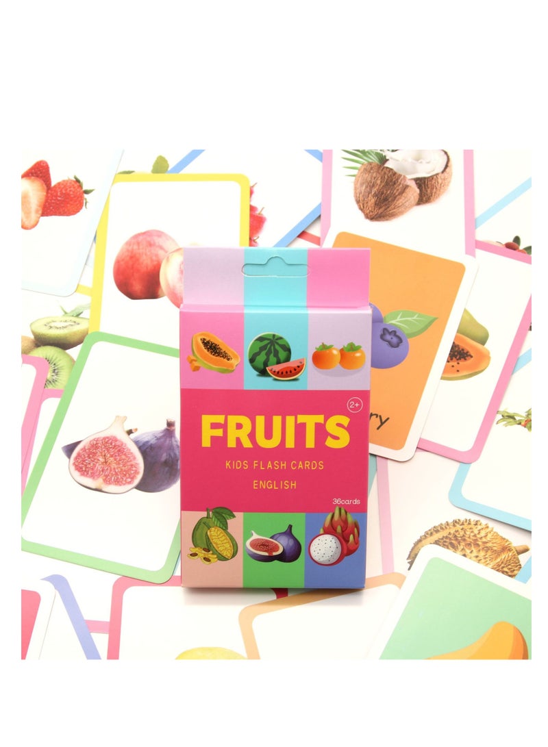 36 قطعة من بطاقات التعليم المبكر للأطفال، بطاقات أسئلة وأجوبة عن الفاكهة، ألعاب التنوير المعرفي - Image 2