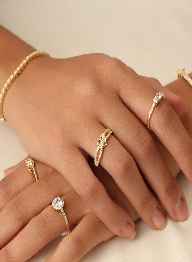 SAVEARTH DIAMONDS Infinity Criss Cross Heart Promise Ring for Women Round Lab Created Moissanite Wedding Engagement Ring in 18K Yellow Gold Plated Jewelry Gift for Her Size 6 - Image 3