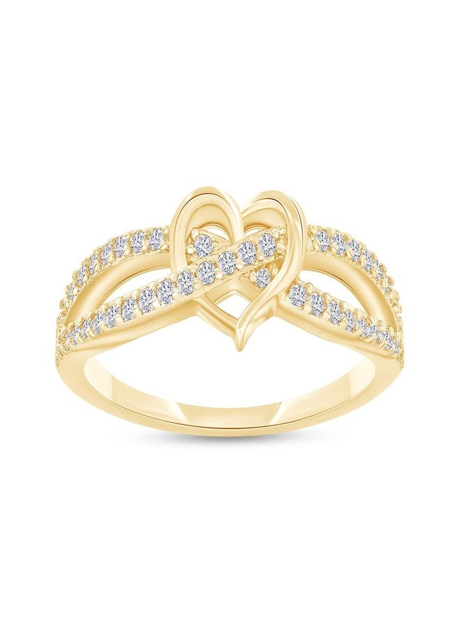 SAVEARTH DIAMONDS Infinity Criss Cross Heart Promise Ring for Women Round Lab Created Moissanite Wedding Engagement Ring in 18K Yellow Gold Plated Jewelry Gift for Her Size 6 - Image 1