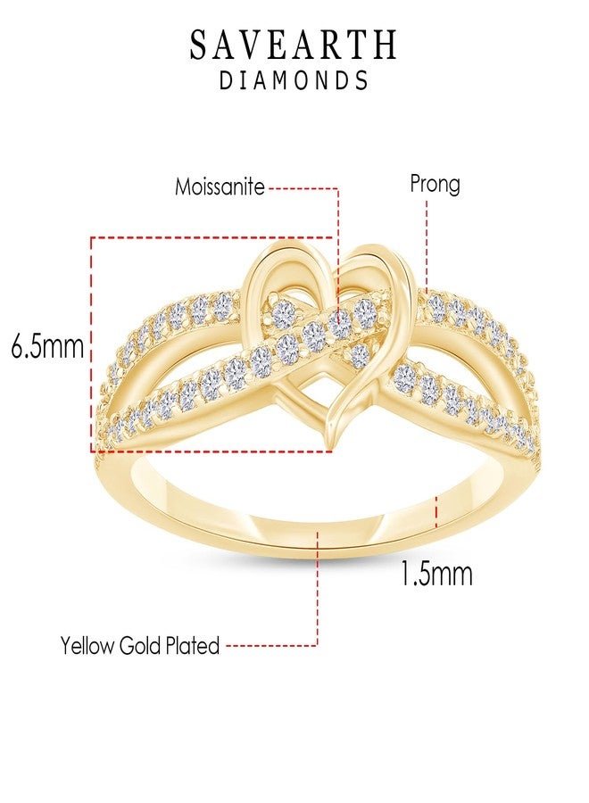 SAVEARTH DIAMONDS Infinity Criss Cross Heart Promise Ring for Women Round Lab Created Moissanite Wedding Engagement Ring in 18K Yellow Gold Plated Jewelry Gift for Her Size 6 - Image 2