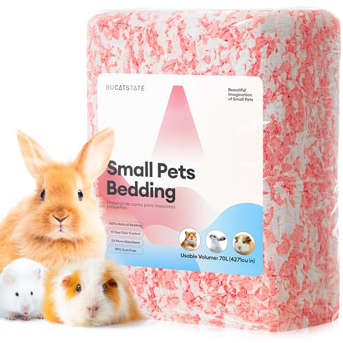 BUCATSTATE Hamster Bedding 70L, 99% Dust-Free Guinea Pig Bedding Odor Control Paper Bedding, Cozy Small Animal Bedding for Rabbit Rat Syrian Dwarf Hamsters Gerbils (Pink) - Image 1