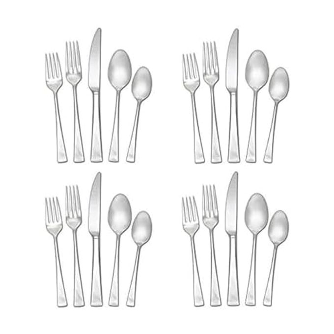 Mikasa Lucia 20 Piece Flatware Set, 18/10 Stainless Steel Silverware, Service for 4, Modern Design, Rust Resistant, Dishwasher Safe
