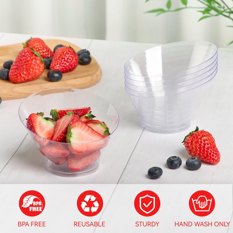 Qeirudu 20 Pack 6 oz Angled Plastic Bowls, Small Candy Bowls Disposable Serving Bowls for Ice Cream, Snack, Dessert, Appetizer, Fruit, Salad - Image 3