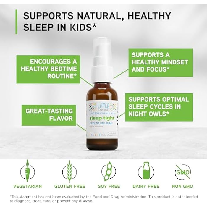 Davinci Little DaVinci Sleep Tight - Kids Melatonin Supplement to Support Restful Sleep, Focus, Cognitive Health and Social and Verbal Skills* - With 3mg Melatonin - Citrus Flavor - 30ml, 75 Servings - Image 3