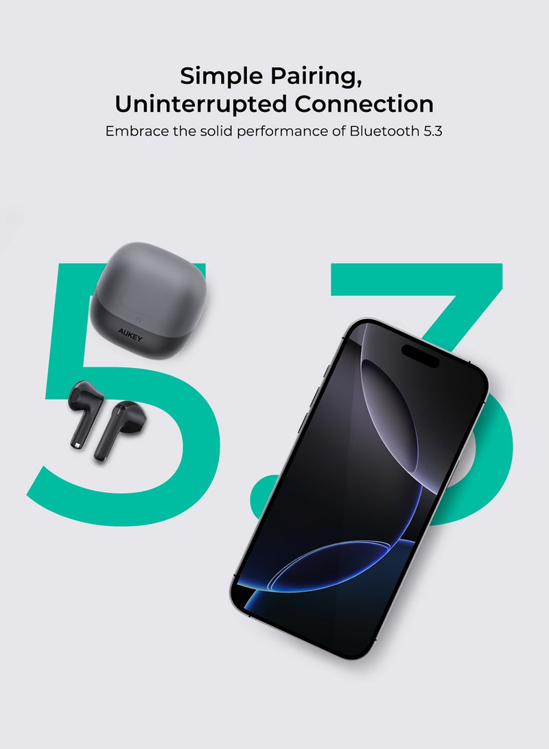 Aukey Move Vibe Wireless Earbuds True Wireless Earbuds، BT 5.3, IPX4 Waterproof, 25 Battery Life, 3.5g Weight,Touch Control EP-M4 - Grey - Image 5
