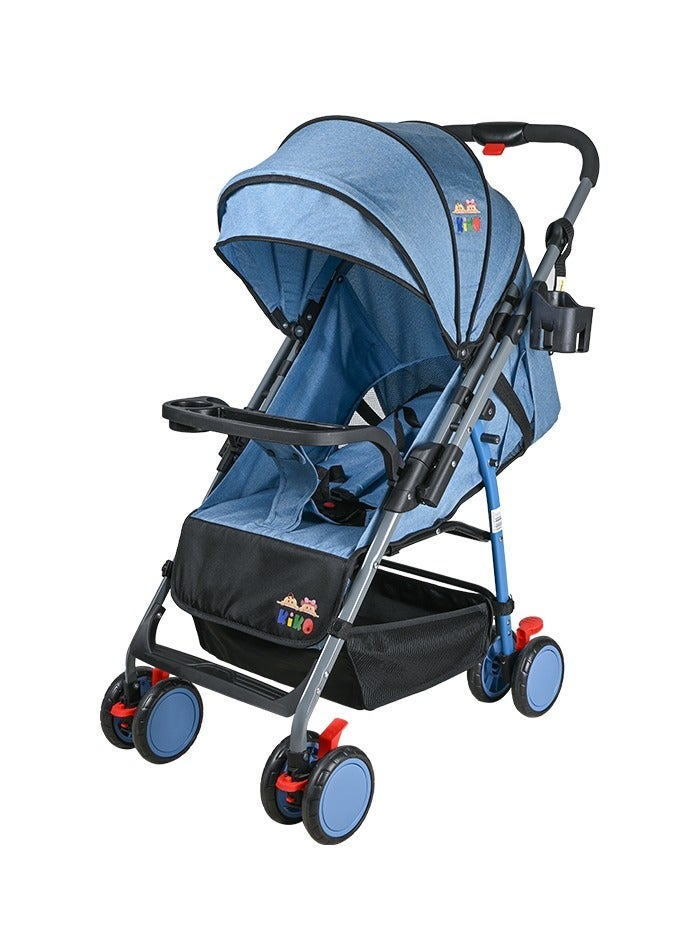 KIKO COMFORTABLE REVERSIBLE Q STROLLER 8 WHEELS  ( 0 M+ ) - Blue - Image 1