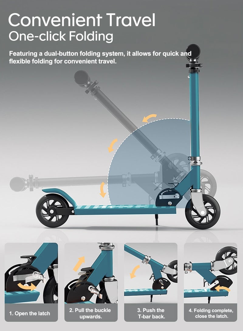 sway سكوتر قابل للطي، مع مقبض قابل للتعديل، سهل الطي، للأطفال من 6-12 سنة - Image 3