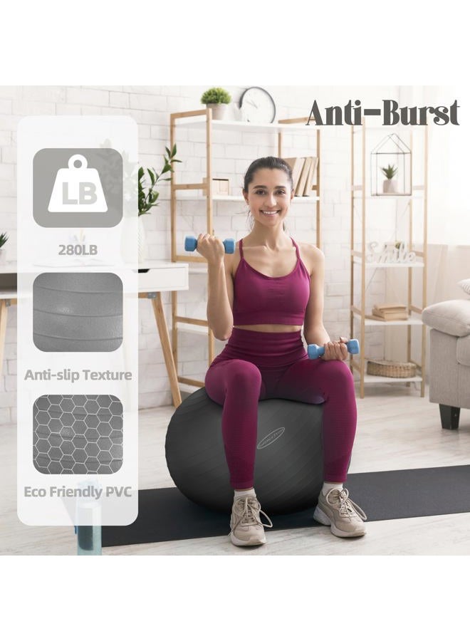 Fitvids كرة التمارين من بالانس فروم مقاومة للانفجار والانزلاق، كرة يوغا، كرة لياقة بدنية، كرة ولادة مع مضخة سريعة، سعة 2,000 رطل (68-75 سم، XL، رمادي) - Image 4