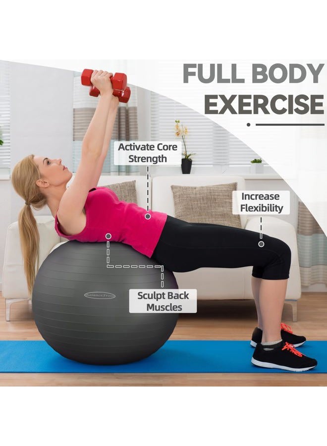 Fitvids كرة التمارين من بالانس فروم مقاومة للانفجار والانزلاق، كرة يوغا، كرة لياقة بدنية، كرة ولادة مع مضخة سريعة، سعة 2,000 رطل (68-75 سم، XL، رمادي) - Image 3