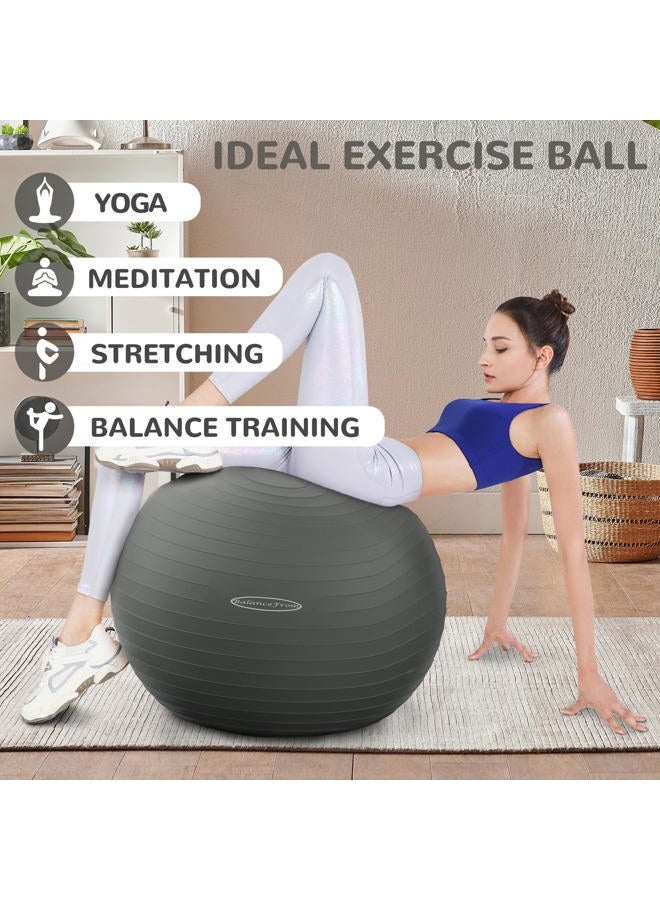 Fitvids كرة التمارين من بالانس فروم مقاومة للانفجار والانزلاق، كرة يوغا، كرة لياقة بدنية، كرة ولادة مع مضخة سريعة، سعة 2,000 رطل (68-75 سم، XL، رمادي) - Image 5
