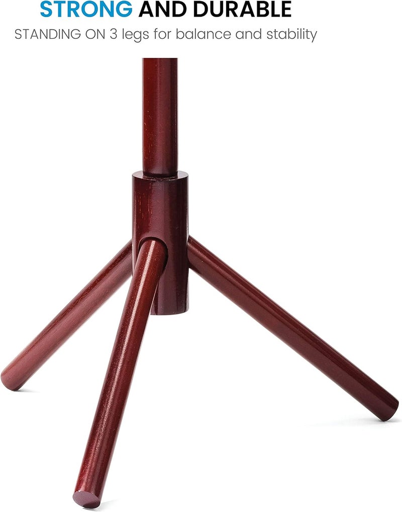 ZOBER Coat Rack Freestanding - Wooden 6 Hanger Clothing Rack with Modern Hooks for Bag, Hat, Jacket, Purse, Umbrella - Standing Hat Rack Coat Hanger for Entryway - Cherry - Image 4