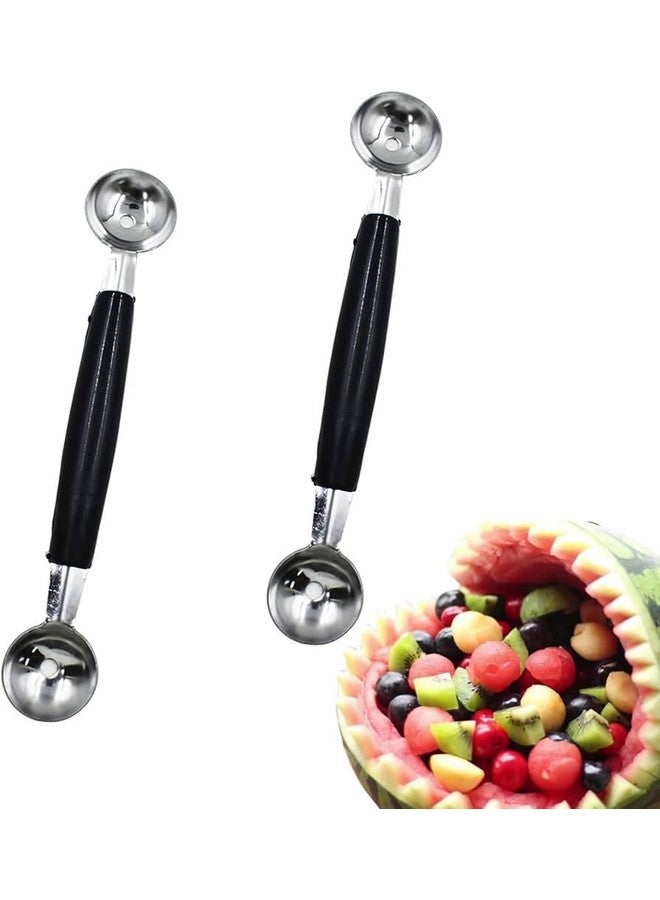 ROYALS ملعقة بطيخ مزدوجة الجوانب من رويالز، 2 في 1 ملعقة بطيخ من الفولاذ المقاوم للصدأ لكرات البطيخ والكانتالوب والآيس كريم، ملعقة بطيخ - Image 3
