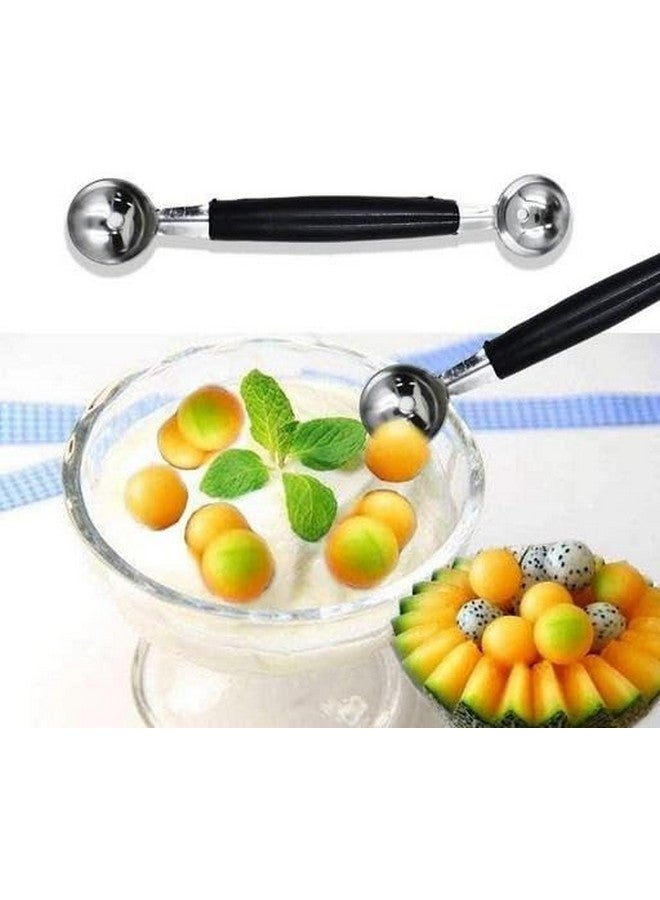 ROYALS ملعقة بطيخ مزدوجة الجوانب من رويالز، 2 في 1 ملعقة بطيخ من الفولاذ المقاوم للصدأ لكرات البطيخ والكانتالوب والآيس كريم، ملعقة بطيخ - Image 2