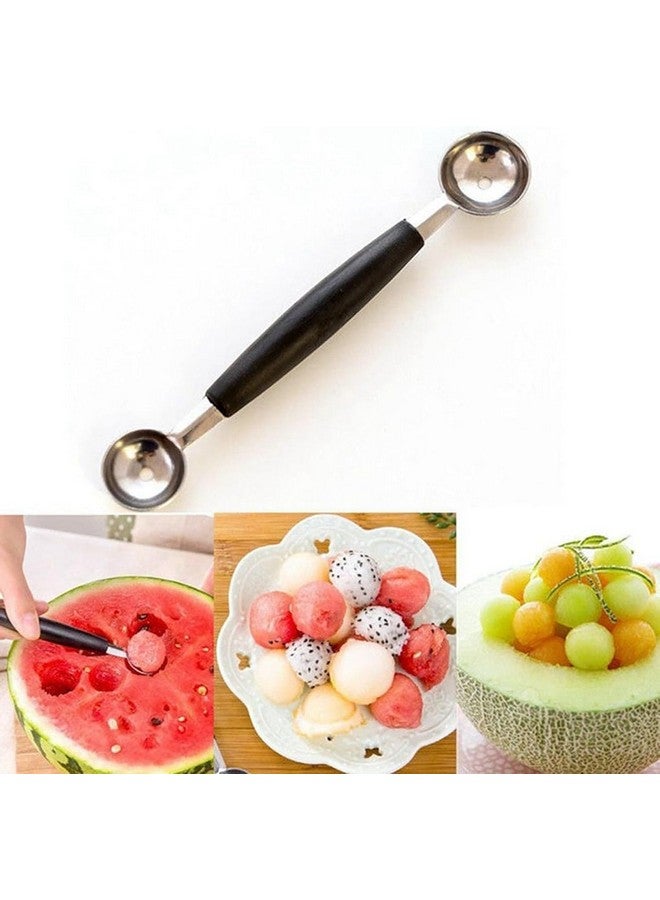 ROYALS ملعقة بطيخ مزدوجة الجوانب من رويالز، 2 في 1 ملعقة بطيخ من الفولاذ المقاوم للصدأ لكرات البطيخ والكانتالوب والآيس كريم، ملعقة بطيخ - Image 1
