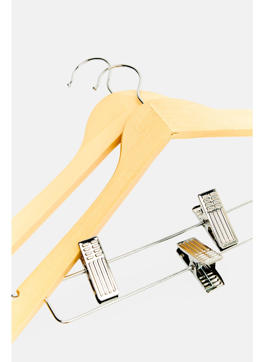 Catherine Malandrino 5 Pieces Clothes Wooden Hanger with Trouser Clip Set, Multicolor  - Image 2