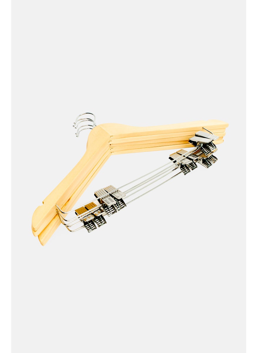 Catherine Malandrino 5 Pieces Clothes Wooden Hanger with Trouser Clip Set, Multicolor  - Image 3