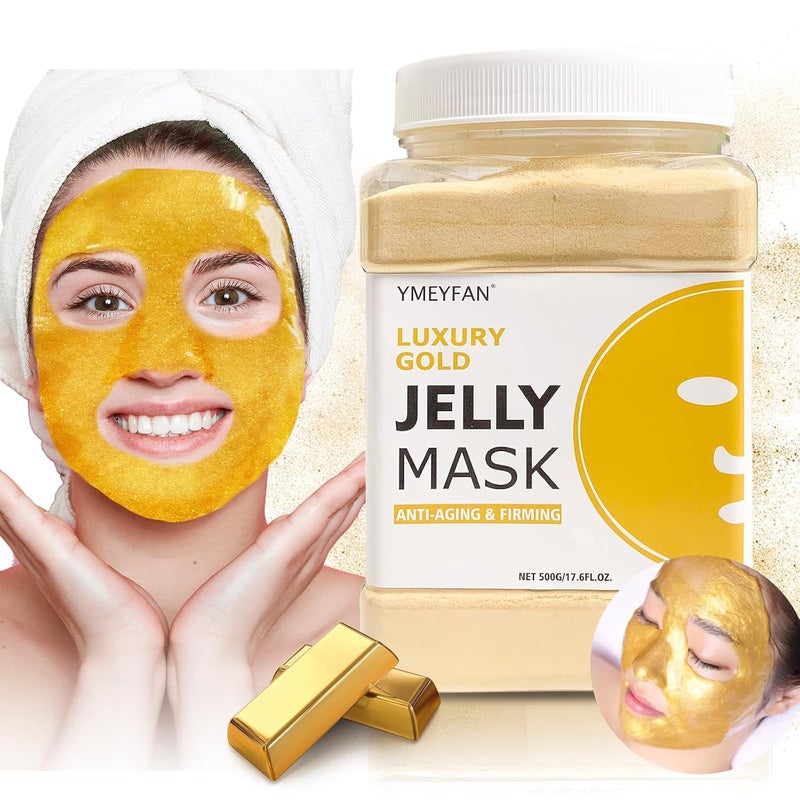 YMEYFAN Jelly Mask Powder for Facial Professional  24K Gold AntiAging  Firming Jelly Mask Hydrating Jelly Face Mask Skin Care Gel Peel Off Mask for Spa Salon Vajacial Mask 176Fl Oz 