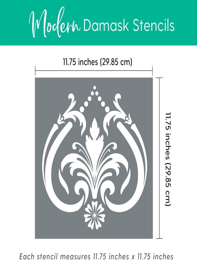 آي لايك ذات لامب قوالب دمشقية (3 تصاميم)، قوالب فلور دي ليز كبيرة لطلاء الأرضيات/الجدران/البلاط/الأثاث/الأقمشة/الخشب، كل منها 11.75 بوصة × 11.75 بوصة، متينة وقابلة لإعادة الاستخدام، أعمال يدوية يدوية، صنع في أمريكا بواسطة شركات صغيرة - Image 3