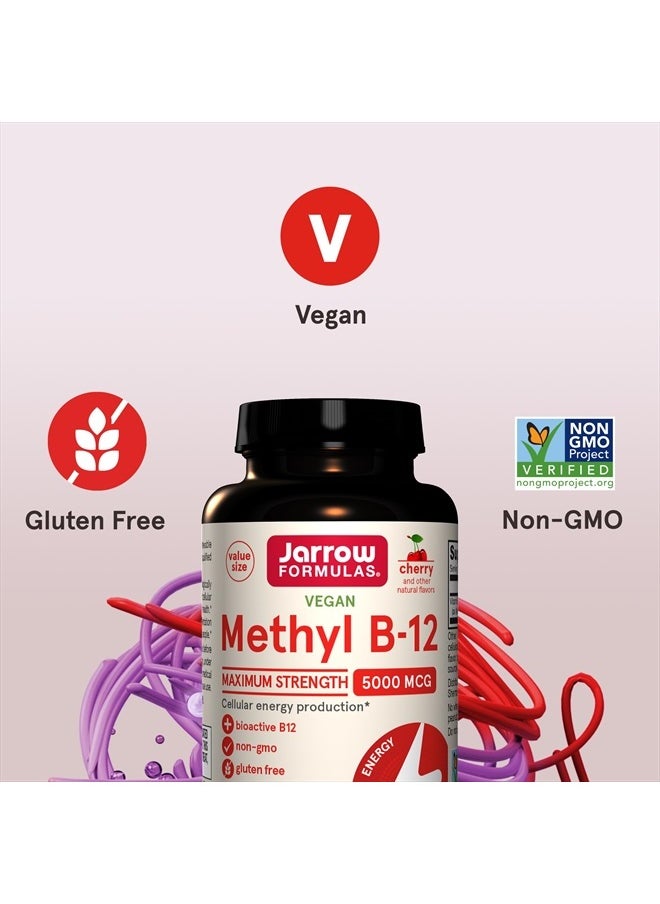 jarrow formulas Maximum Strength Methyl B-12 5000 mcg - Dietary Supplement - 90 Cherry Flavored Chewable Tablets - Bioactive Vitamin B-12 - Supports Cellular Energy Production, Sleep & Brain Health  - Image 5