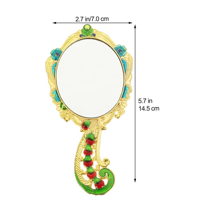 Vintage Peacock Pattern Metal Vanity Mirror and Comb Set Portable Travel Cosmetic Accessories for Women - Image 3