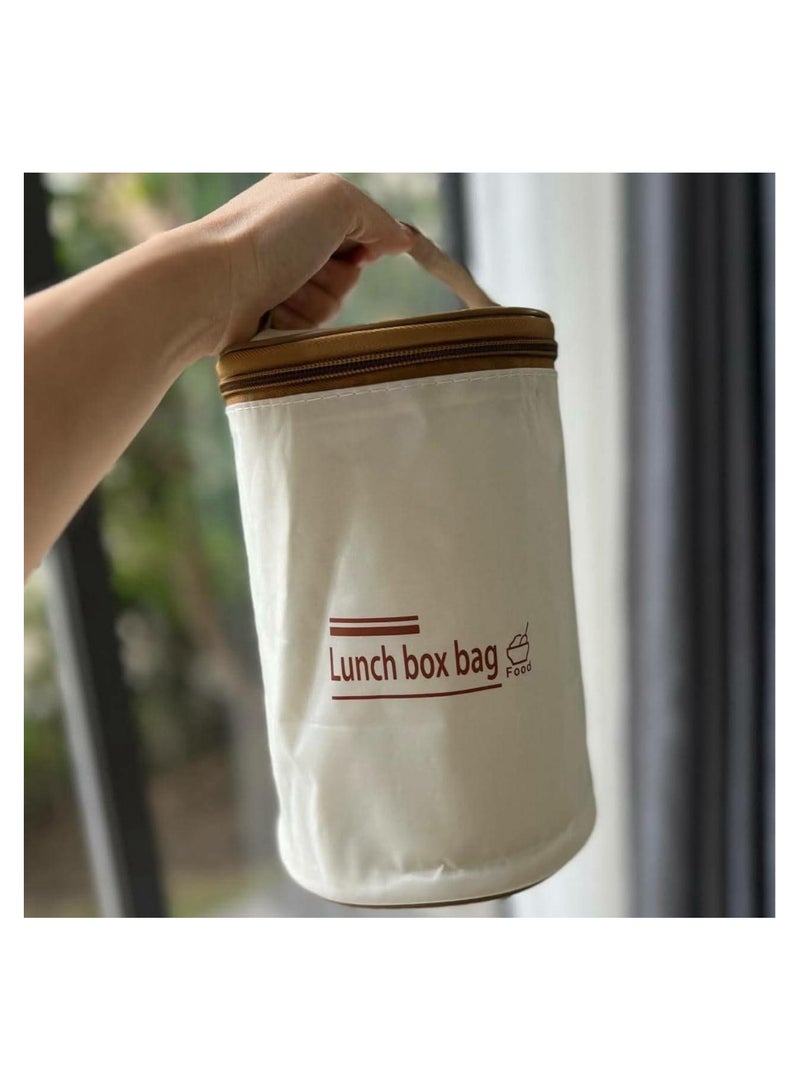 Spaceshoop Insulated Bento Box  Round Stainless Steel Adult Lunch Box Set Portable Stackable Insulated Lunch Containers with Lunch Bag 3PCS - Image 4