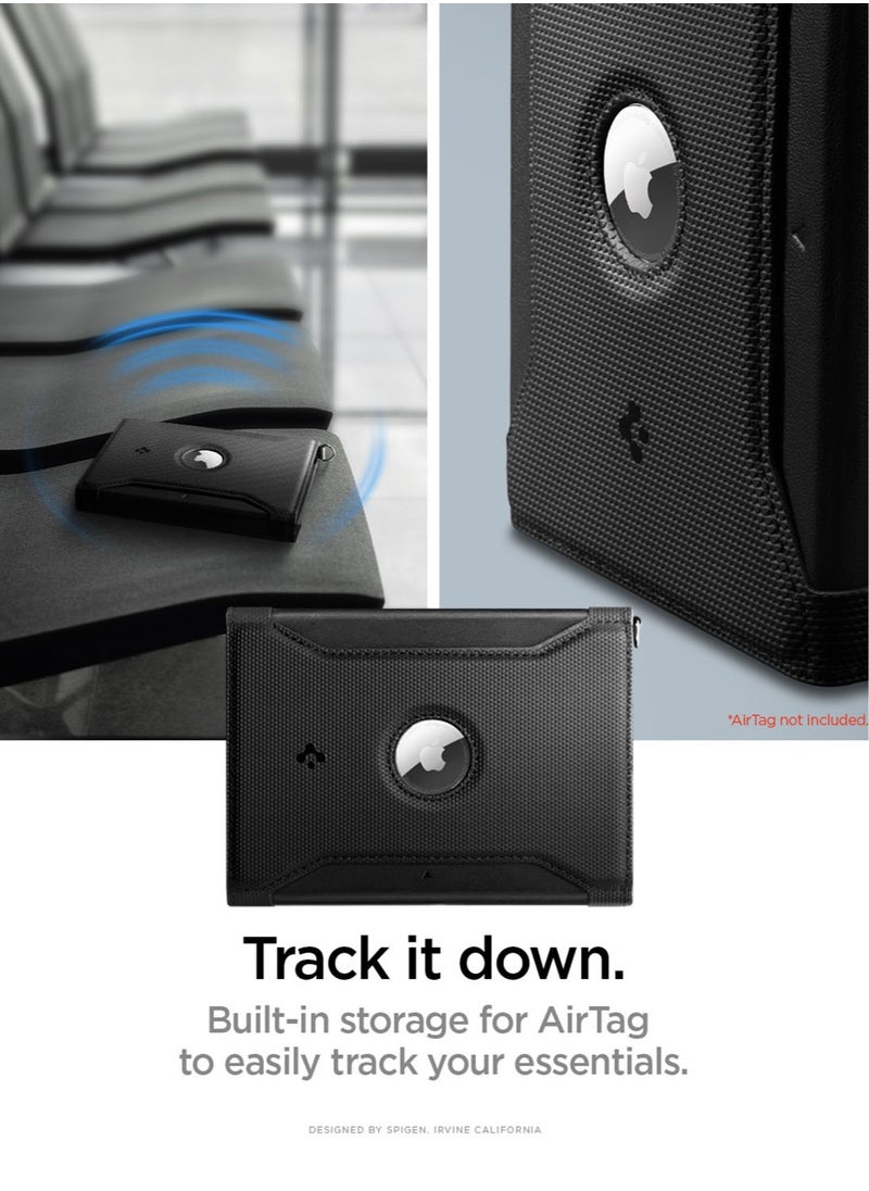 Spigen Passport Cover AirTag Holder Card Wallet Travel Documents Organizer Protector Accessories with RFID Blocking Technology SIM Card Pin Included - Black  - Image 3