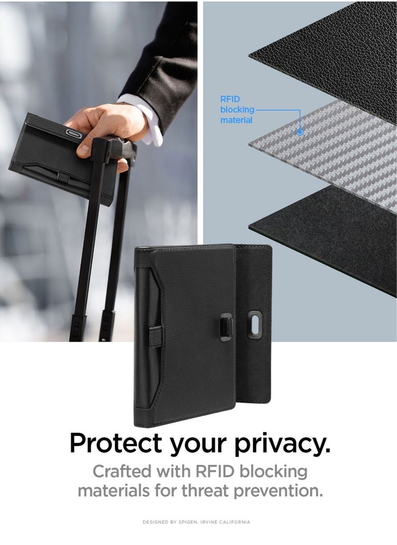 Spigen Passport Cover AirTag Holder Card Wallet Travel Documents Organizer Protector Accessories with RFID Blocking Technology SIM Card Pin Included - Black  - Image 5