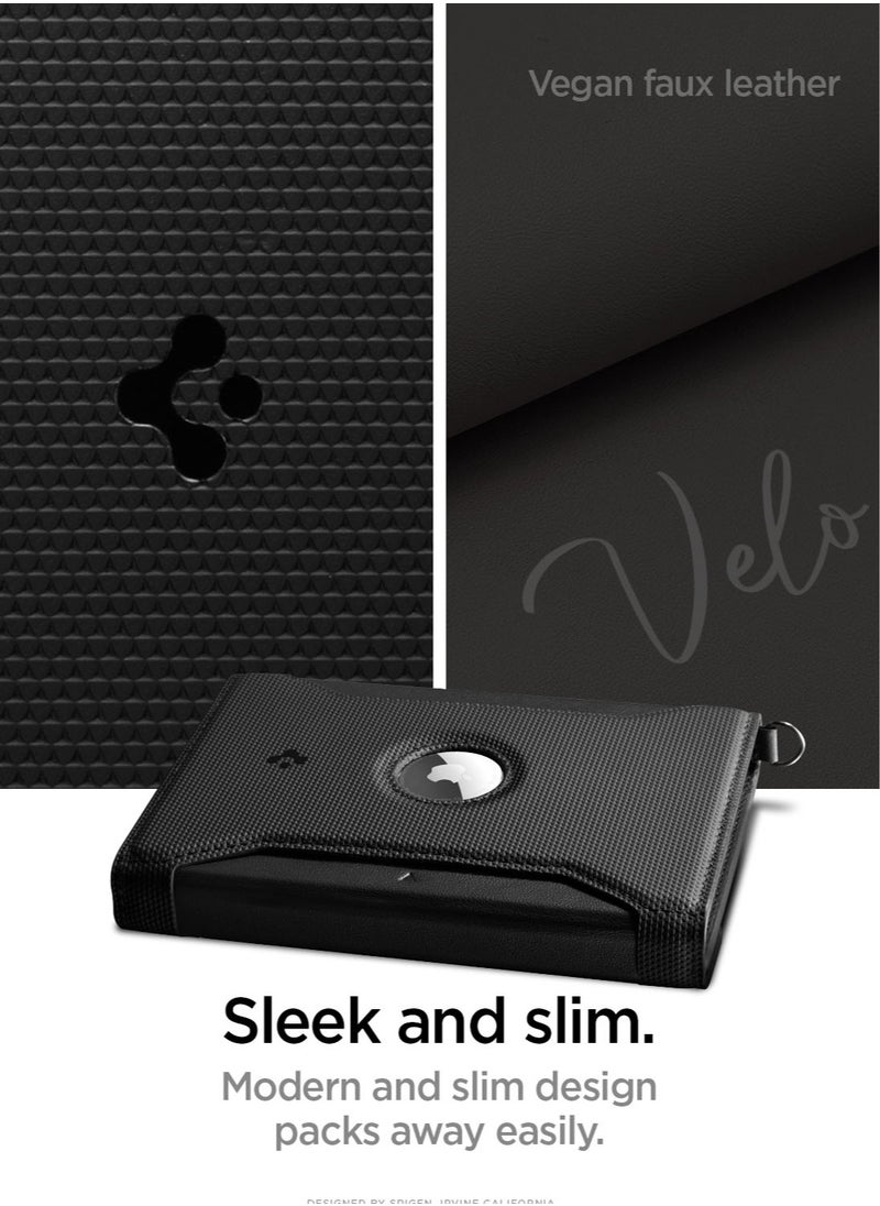 Passport Cover AirTag Holder Card Wallet Travel Documents Organizer Protector Accessories with RFID Blocking Technology SIM Card Pin Included - Black