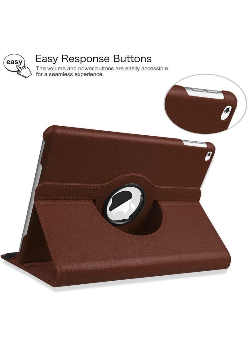 IAF New iPad 2017 9.7" / iPad Air 2 Leather Case - 360 Degree Rotating Stand Smart Cover with Auto Sleep/Wake - Brown - Image 3