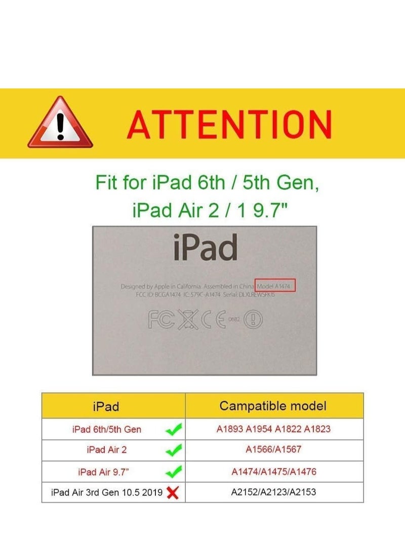 IAF New iPad 2017 9.7" / iPad Air 2 Leather Case - 360 Degree Rotating Stand Smart Cover with Auto Sleep/Wake - Brown - Image 4