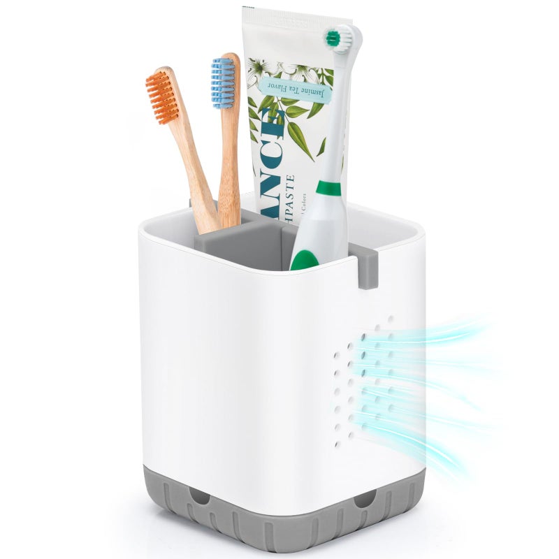 Boperzi Toothbrush Holders for Bathrooms Detachable Electric Toothbrush Holder Kids Toothbrush Holder Drainage 3 slot Toothbrush and Toothpaste Holder Storage Caddy Toothbrush Organizer WhiteGrey