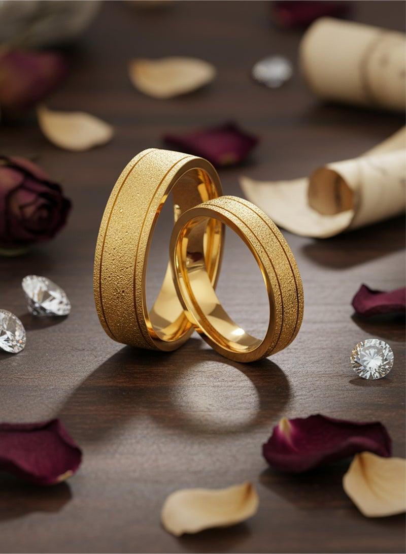 جولي خاتم من الفولاذ المقاوم للصدأ التيتانيوم، خاتم للجنسين، المقاسات 7-9، العرض 6 ملم، باللون الذهبي - Image 4