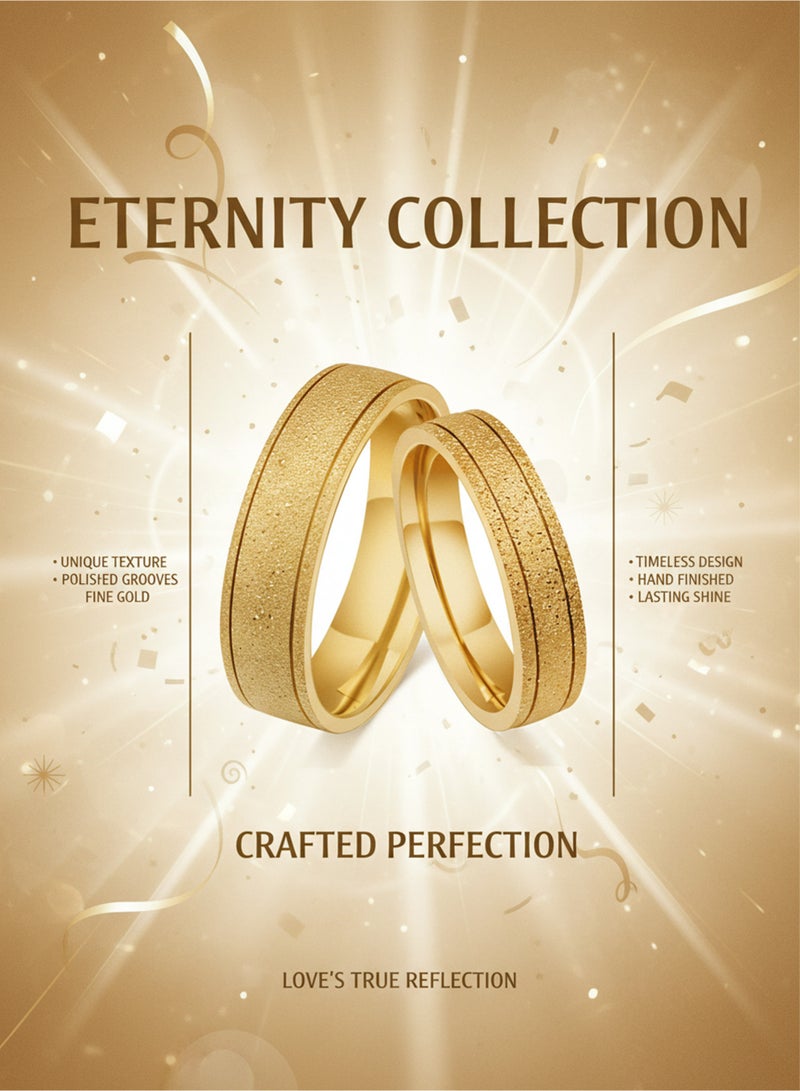 جولي خاتم من الفولاذ المقاوم للصدأ التيتانيوم، خاتم للجنسين، المقاسات 7-9، العرض 6 ملم، باللون الذهبي - Image 3