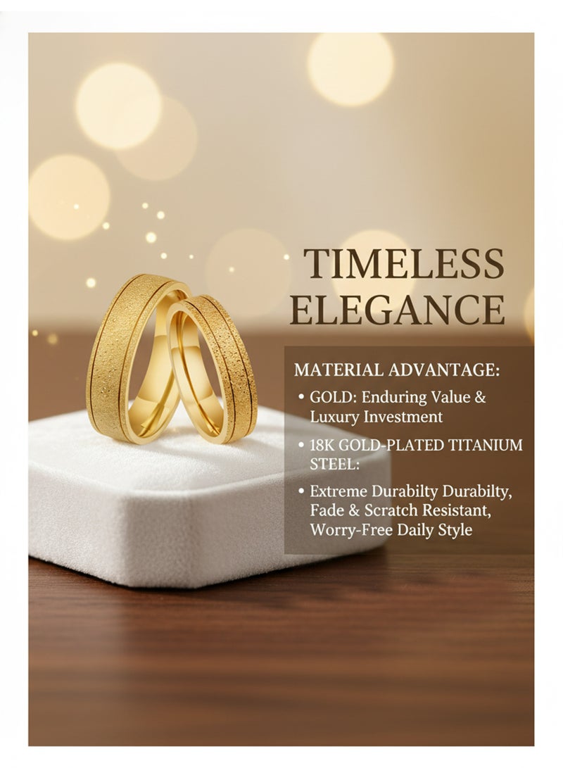 جولي خاتم من الفولاذ المقاوم للصدأ التيتانيوم، خاتم للجنسين، المقاسات 7-9، العرض 6 ملم، باللون الذهبي - Image 5