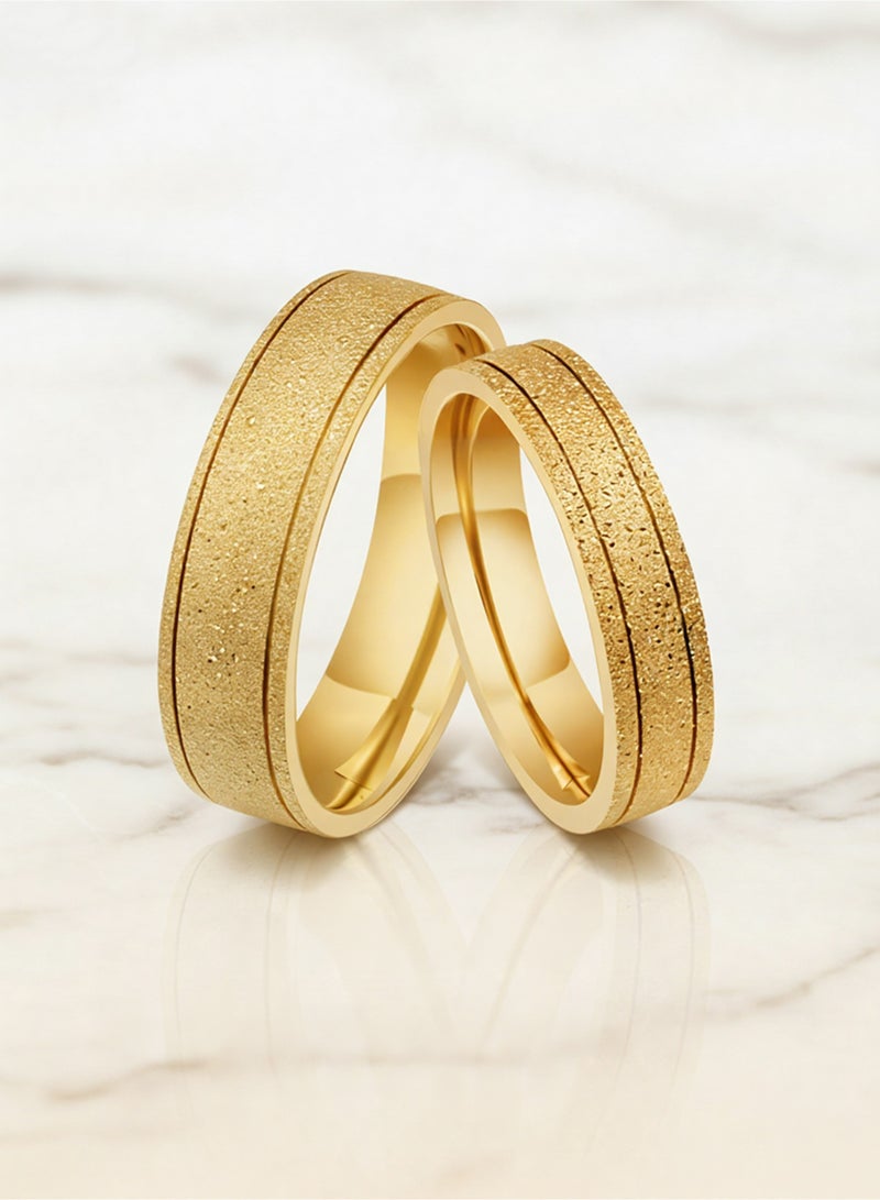 جولي خاتم من الفولاذ المقاوم للصدأ التيتانيوم، خاتم للجنسين، المقاسات 7-9، العرض 6 ملم، باللون الذهبي - Image 1