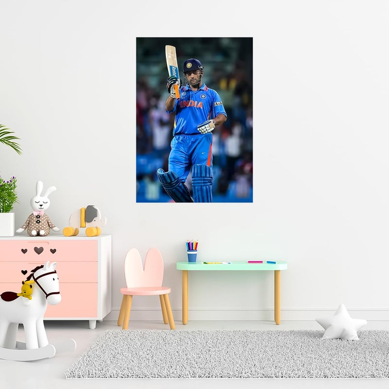 Dhoni Wall Sticker - Dhoni Wall Poster Sticker - MSD Wall Sticker - 300GSM - Glossy - Strong Adhesive Sticker Poster  - Image 2