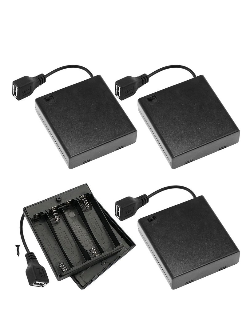 SYOSI DKARDU 4 AA Battery Holder USB Switch, 4 PCS 6V USB Female Socket, Battery Case Box Holder On/Off Switch for RC Cars LED Light ( 4 x 1.5V) - Image 1