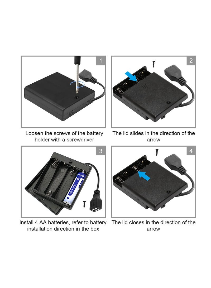 SYOSI DKARDU 4 AA Battery Holder USB Switch, 4 PCS 6V USB Female Socket, Battery Case Box Holder On/Off Switch for RC Cars LED Light ( 4 x 1.5V) - Image 4