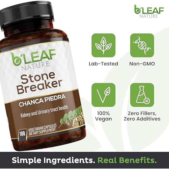b'leaf NATURE B’Leaf Nature Chanca Piedra Stone Breaker, 100 Capsules, 1000mg – Traditional Herbal Kidney Support – Non-GMO, Vegan, Gluten-Free Urinary Tract & Liver Wellness - Image 3