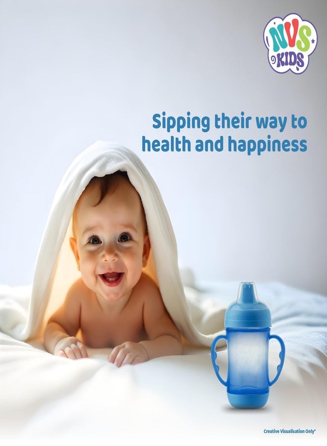 NVS KIDS Baby Spout Cup Sipper 240ml for Babies, Infants & Toddlers | Anti-Spill Sippy Cup with Soft Silicone Spout | BPA Free, Safe & Durable for Kids (Blue) - Image 2